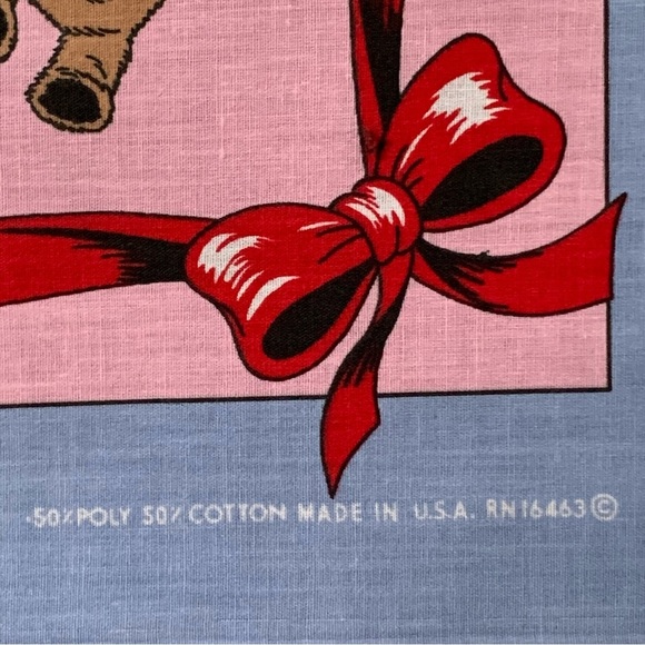 Vintage Teddy Bear Bandana Pink and Blue Whimsical Kidcore Festival Cute - Picture 6 of 6